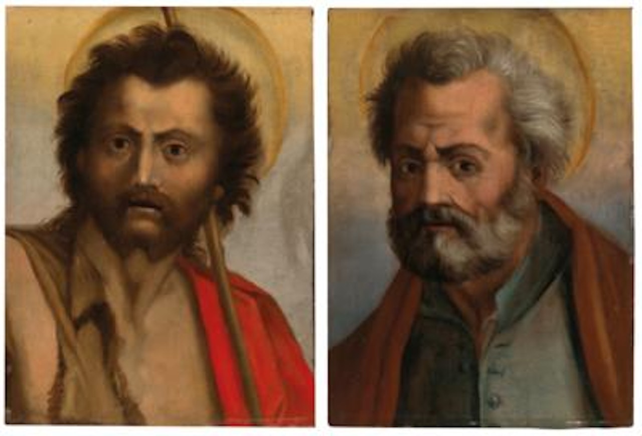 Saint John the Baptist; and A male saint by Florentine School