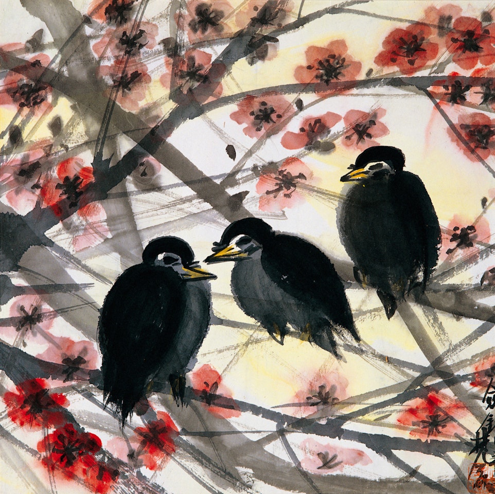Plum Tree and Birds by Lin Fengmian