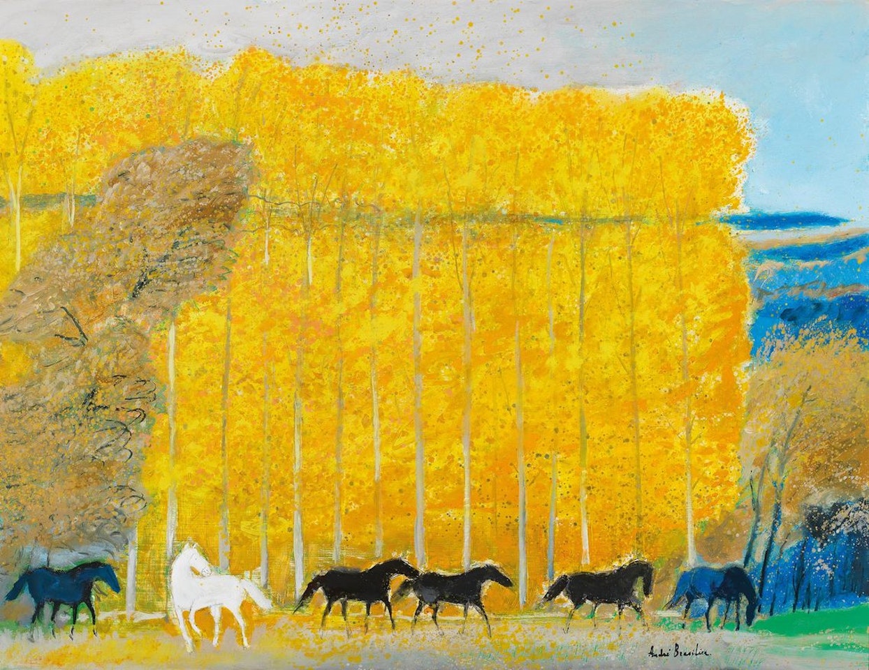 Chevaux dans la Vallée en automne by André Brasilier