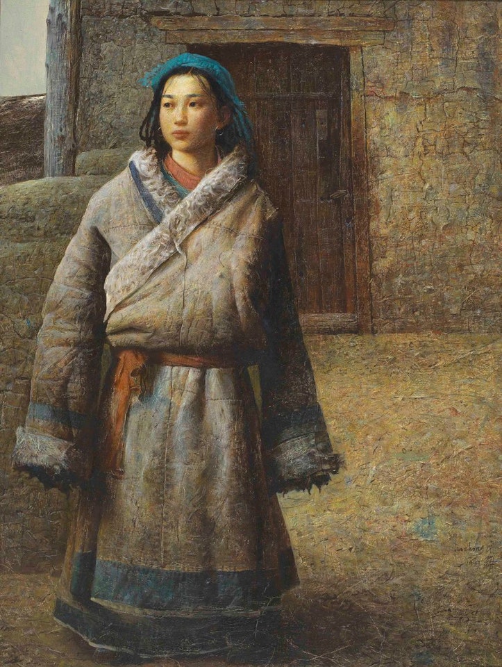 Girl with Blue Turban by Luo Zhongli