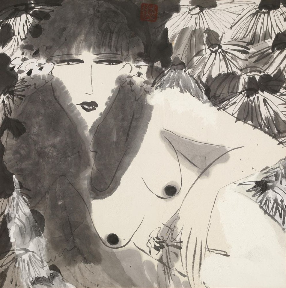 Nude with Flowers by Walasse Ting