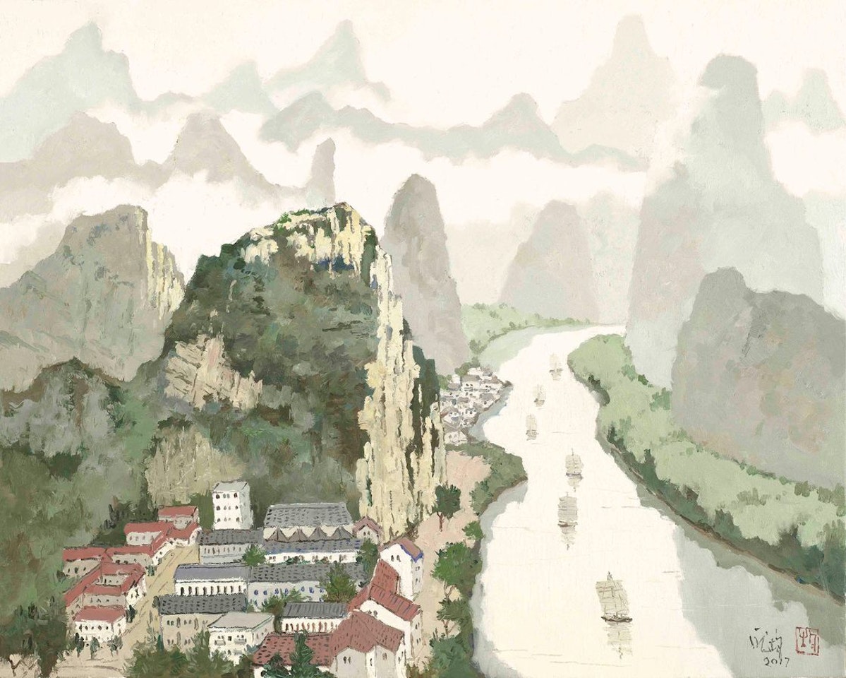 Boats Passed Thousands Mount by Pang Jiun
