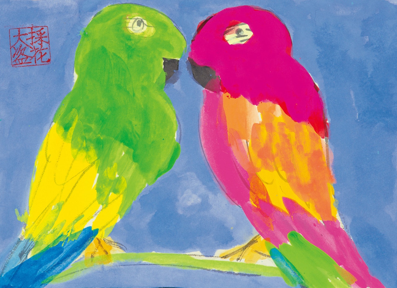 Two Parrots by Walasse Ting