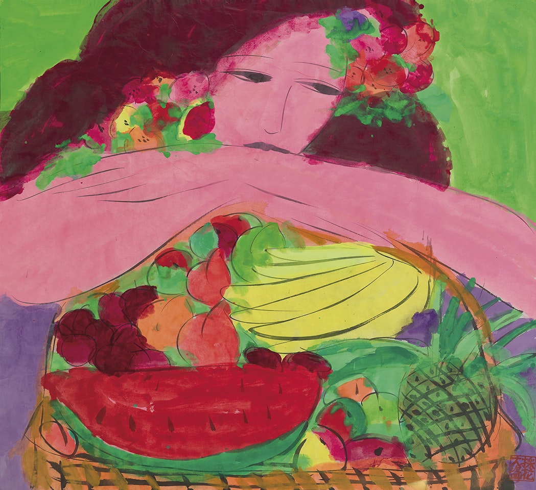 Lady with Fruits by Walasse Ting