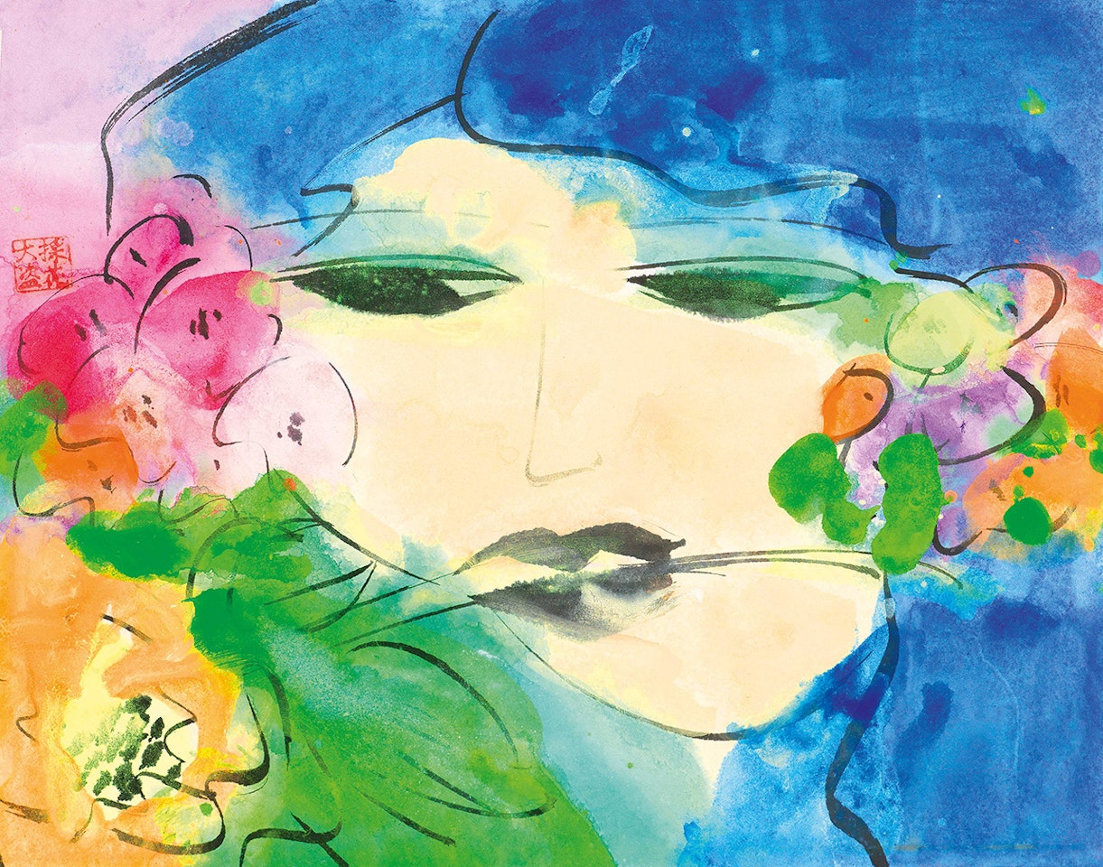 Beauty with Flower in Mouth by Walasse Ting