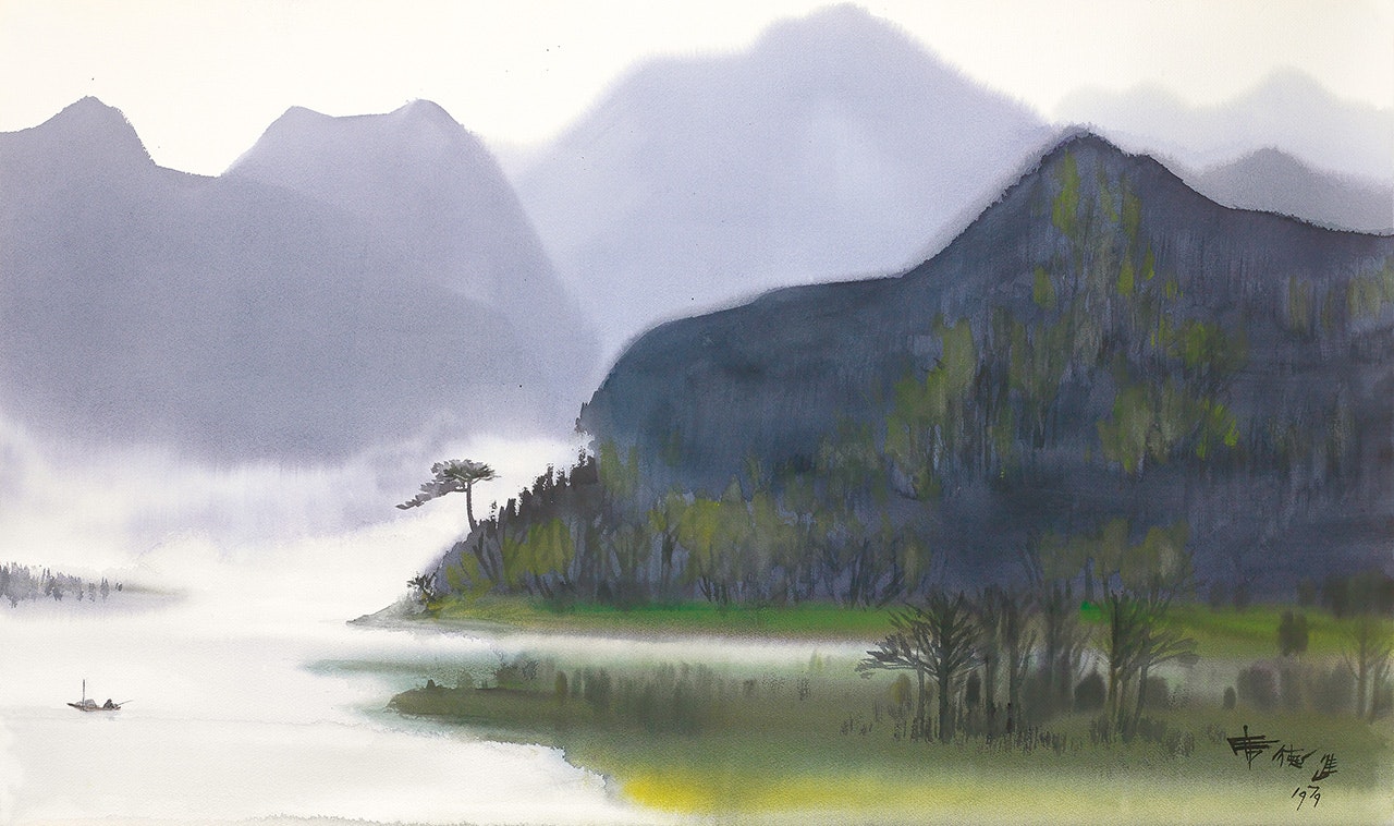Riverside Landscape by Xi Dejin