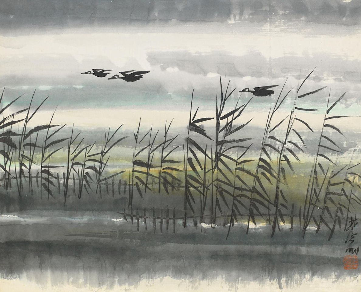 Reeds and Wild Geese by Lin Fengmian