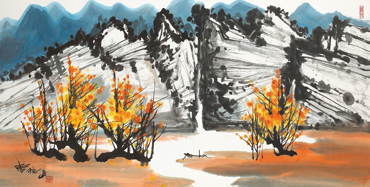 Landscape of Mountain Houyan by Xi Dejin