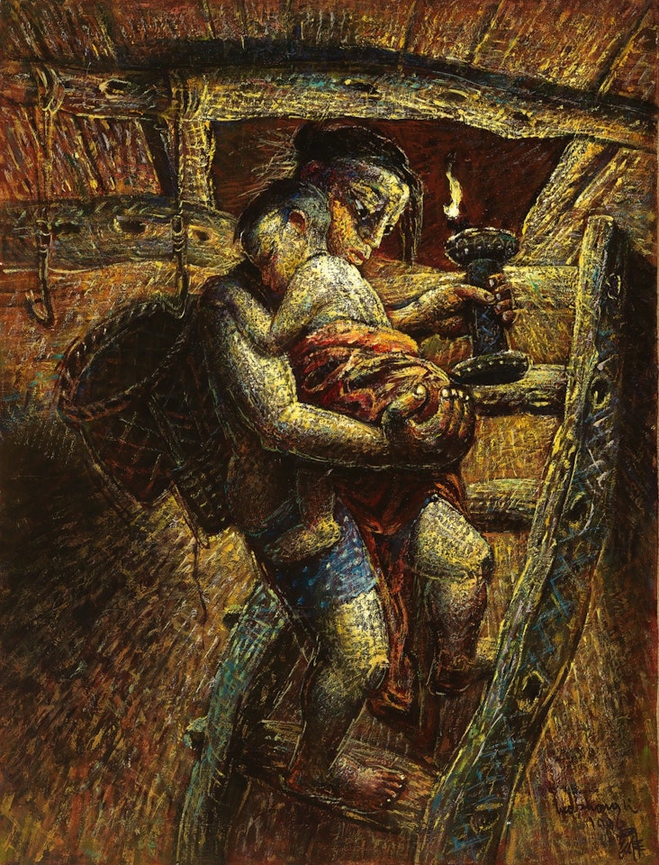 Man Walking Up Stairs by Luo Zhongli
