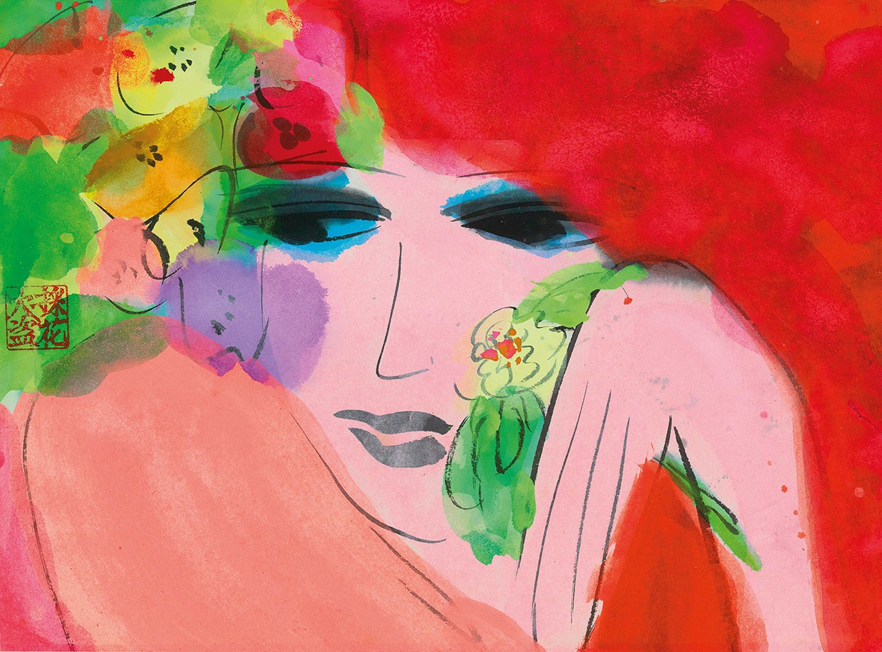 Woman in Red Hair by Walasse Ting