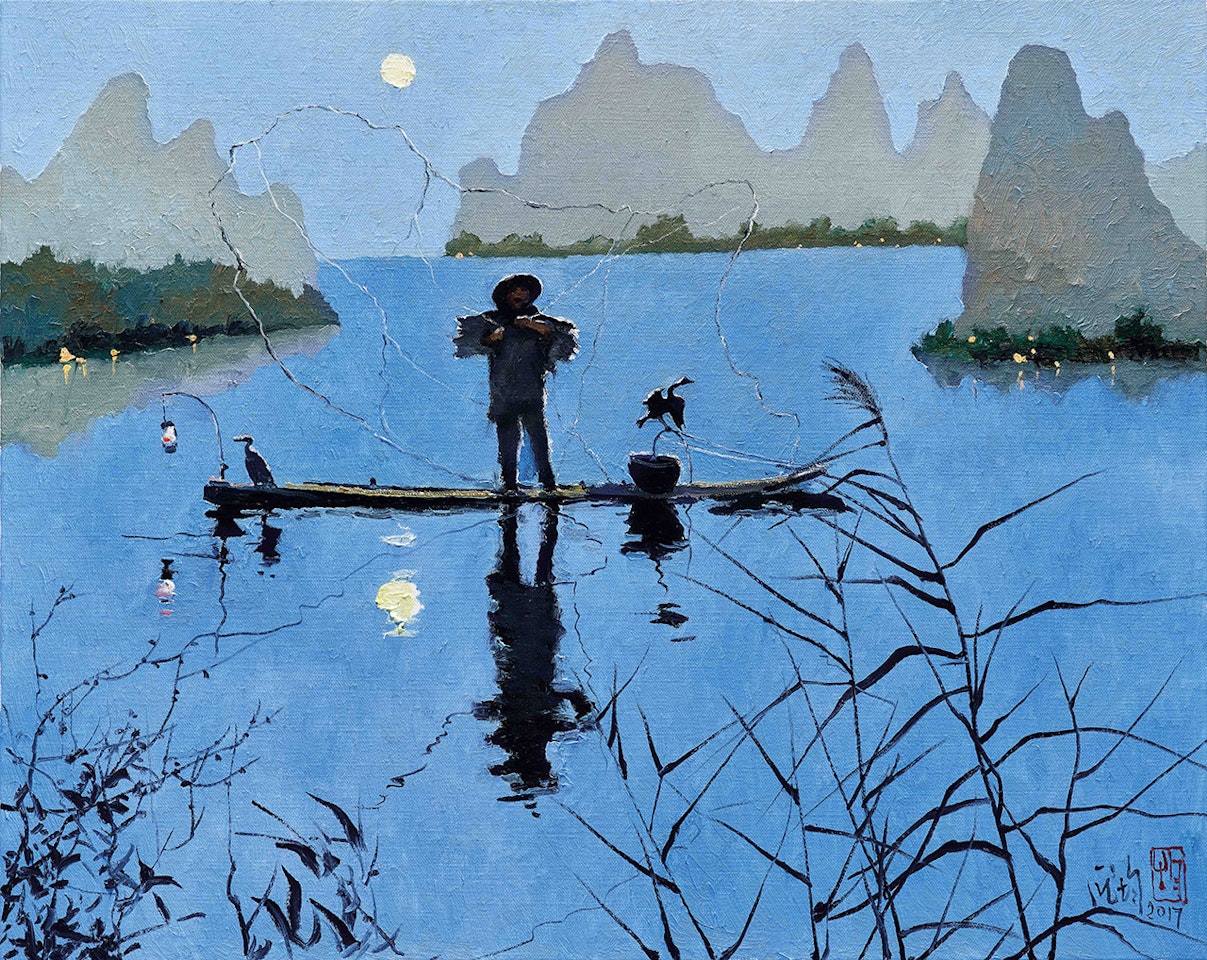 Moonlight Over the Li River by Pang Jiun