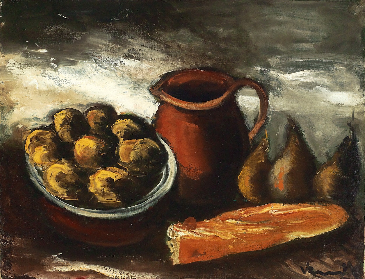 Nature morte aux fruits et à la baguette de pain by Maurice de Vlaminck