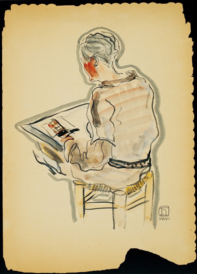 Lady Drawing by Sanyu