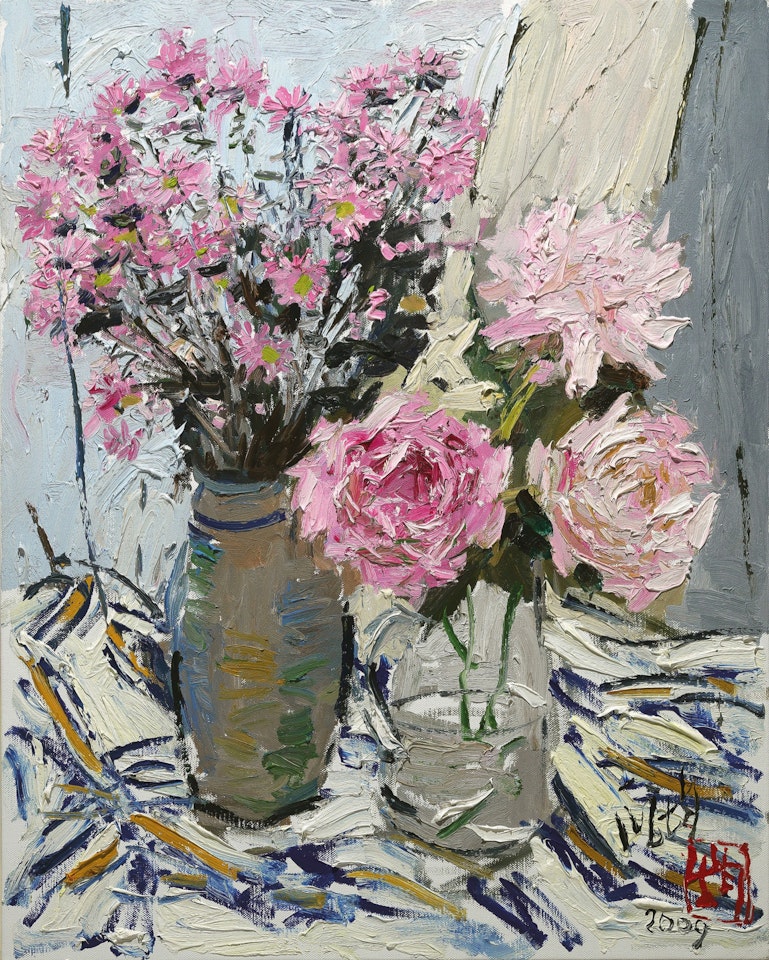 Still Life with Peonies by Pang Jiun