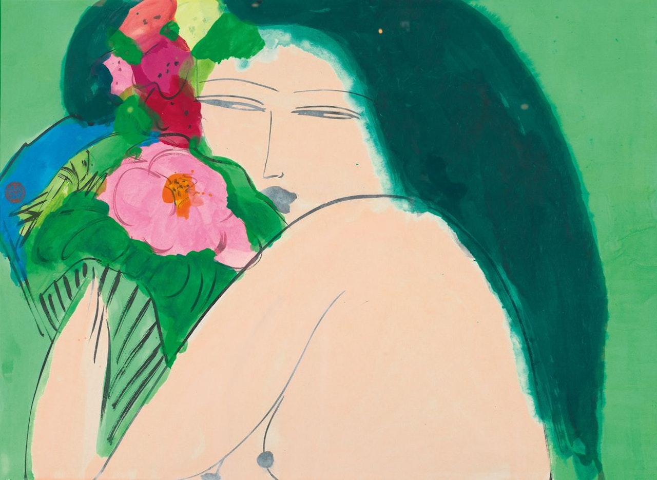Woman and Flower by Walasse Ting