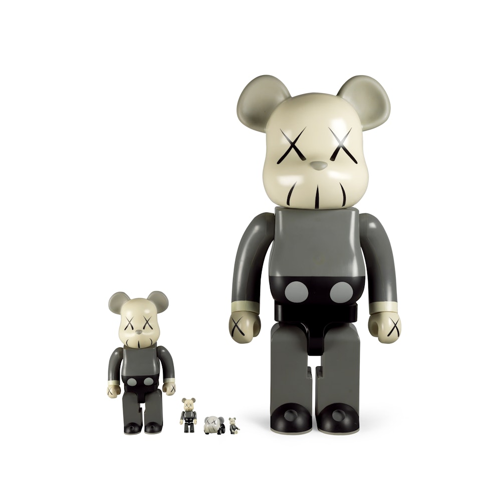 Bearbrick 1000% 400% 100% 50% (Grey) (a set of 4) by Kaws