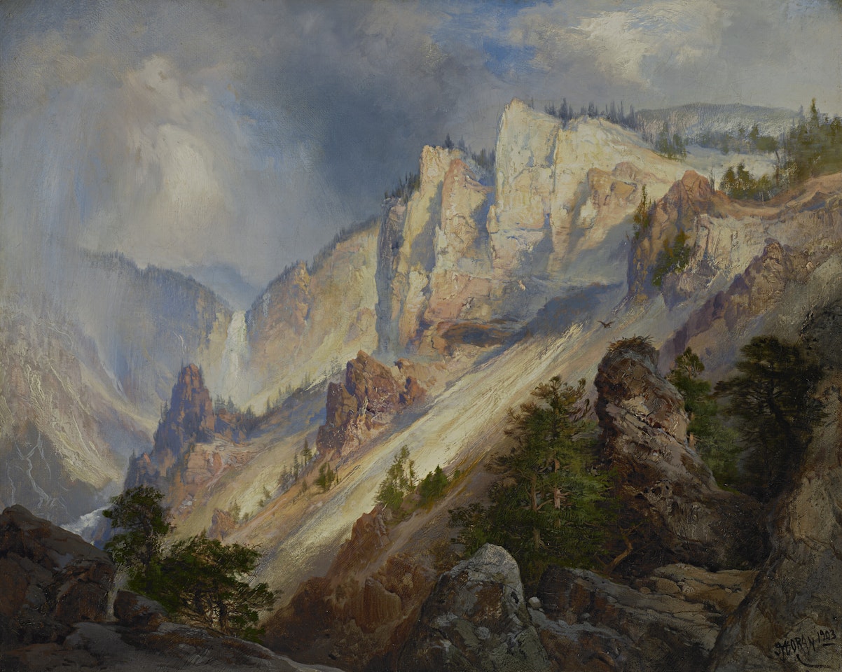 A Passing Shower in the Yellowstone Cañon by Thomas Moran