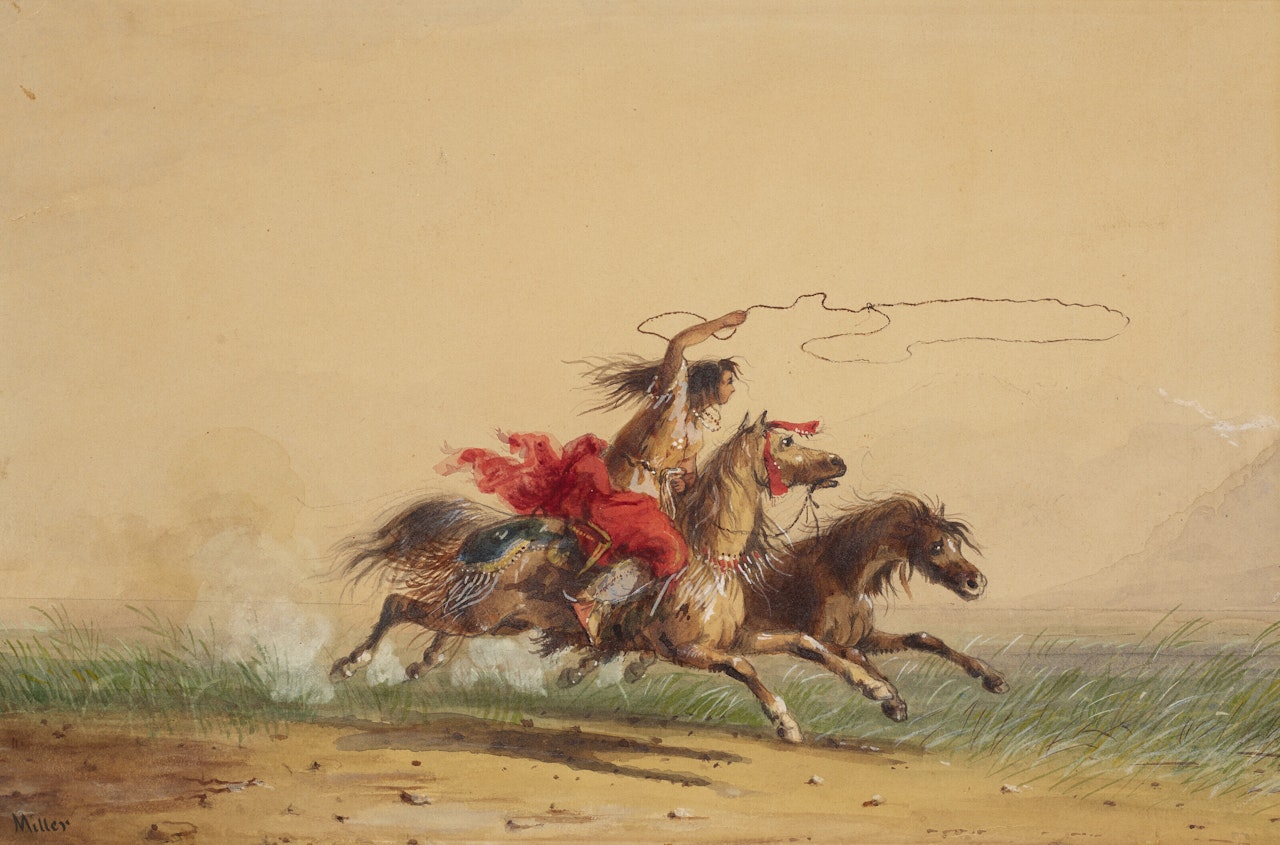 Lassoing Wild Horses by Alfred Jacob Miller