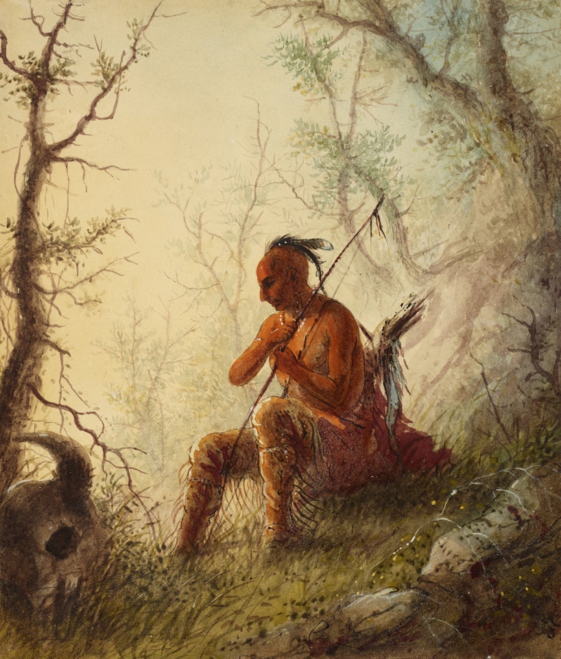 Sioux Indian at a Grave by Alfred Jacob Miller