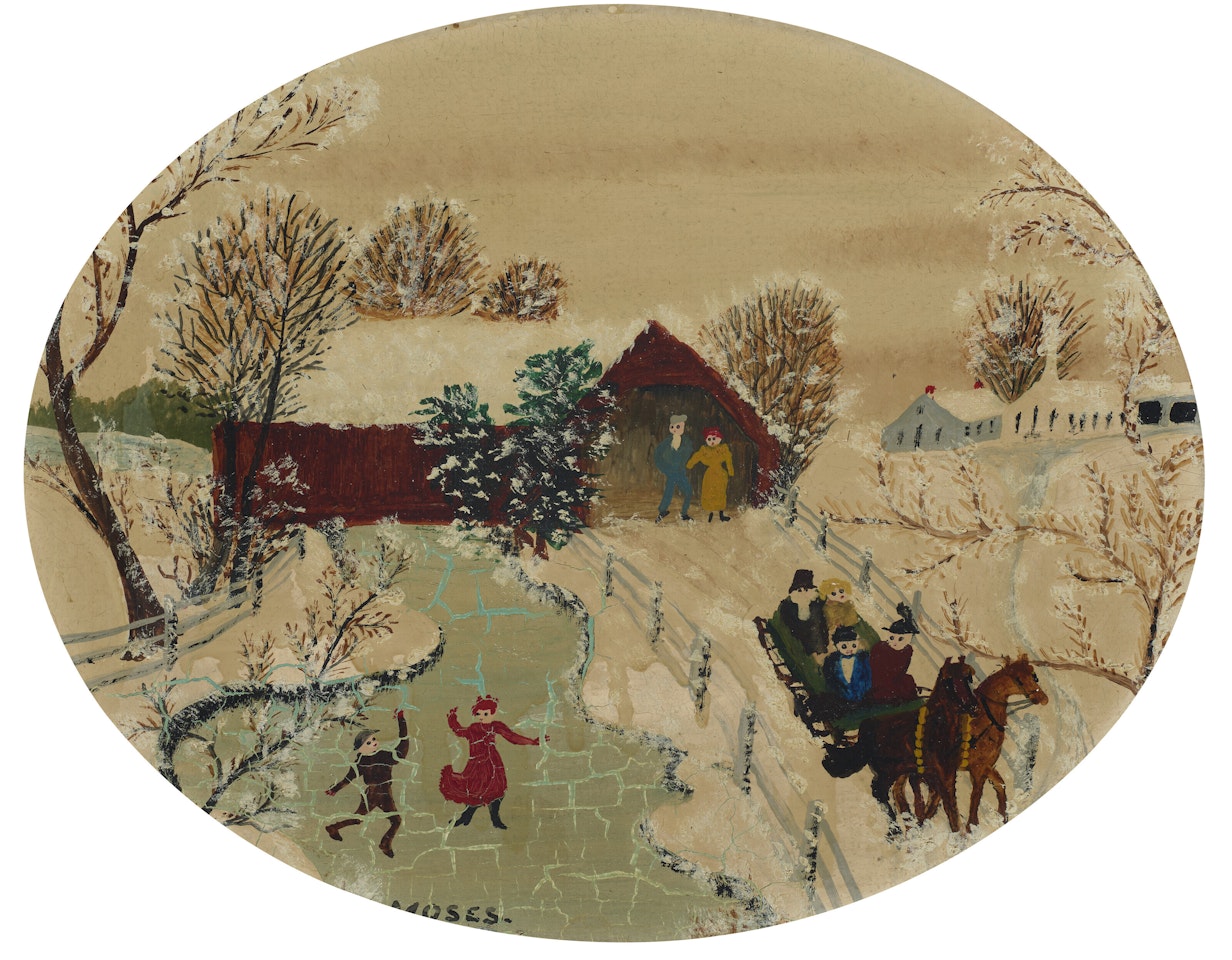 Through the Bridge on a Winter Day by Grandma Moses