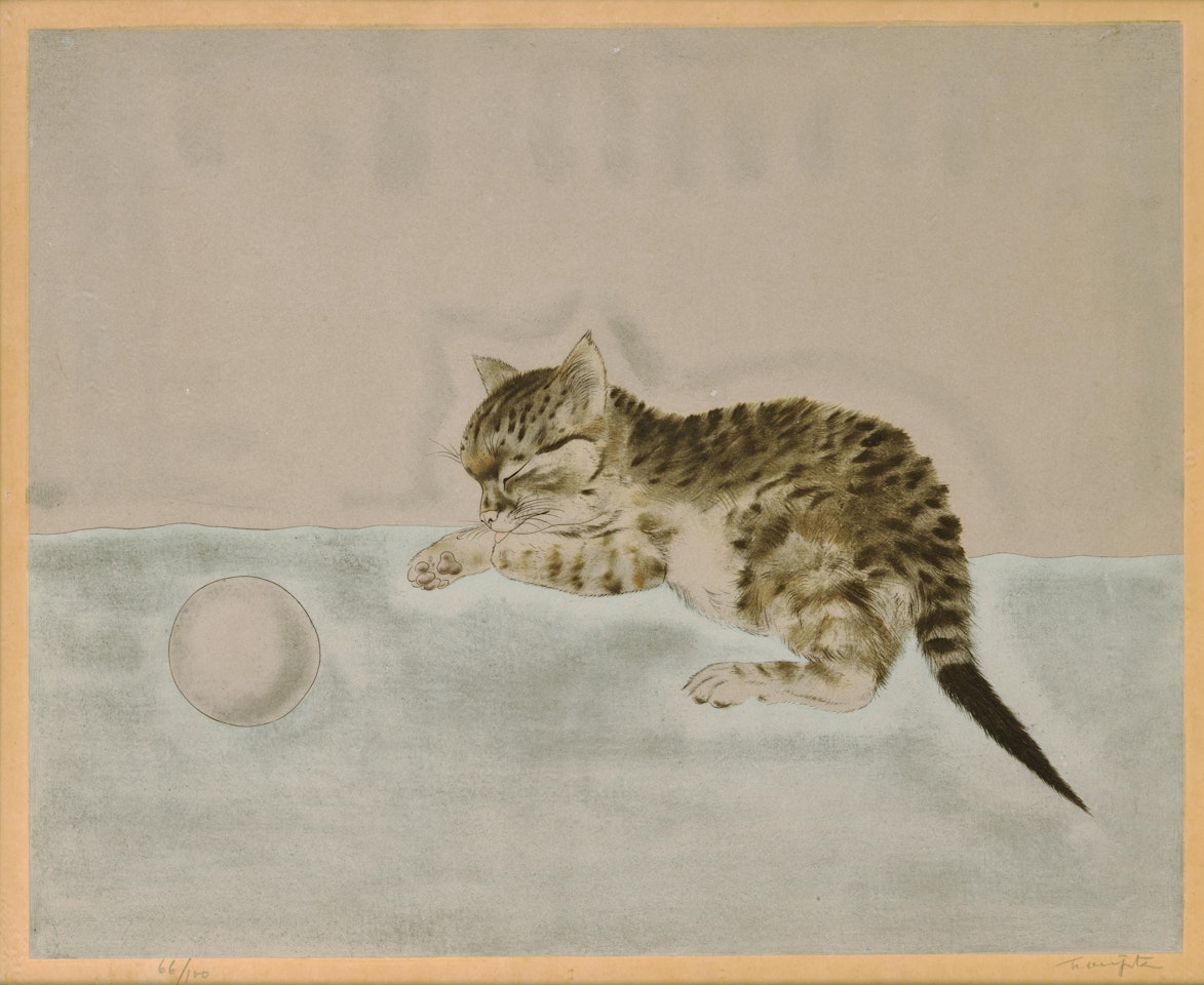 Chaton Dormant près d'une Balle (Kitten Sleeping near a Ball), from Les Chats by Leonard Tsuguharu Foujita