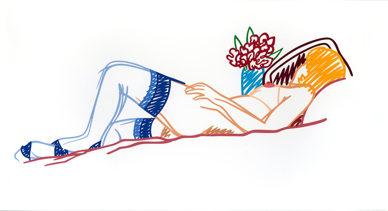 Nude with Bouquet and Blue Stockings by Tom Wesselmann