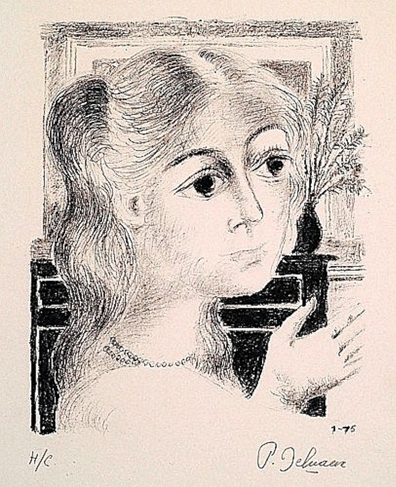 YOUNG GIRL WITH A PEARL COLLAR by Paul Delvaux