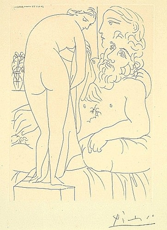 THE SCULPTOR'S REST IN FRONT OF A NUDE AT THE DRAPERIE by Pablo Picasso