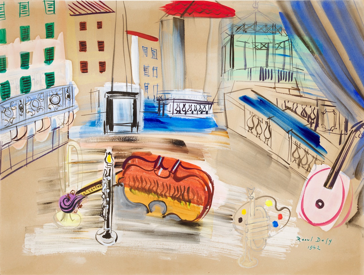 La place d'Hyères aux instruments de musique by Raoul Dufy
