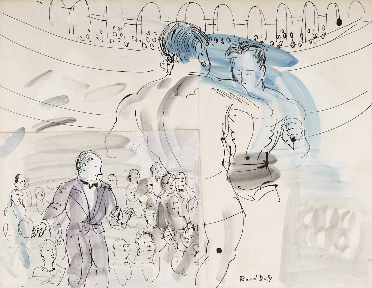 Etude pour "Le combat de boxe de Primo Carnera à l'Albert-Hall de Londres en " by Raoul Dufy