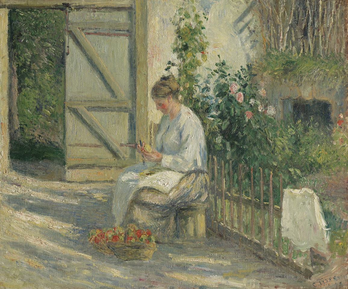 Julie Pissarro épluchant des légumes by Camille Pissarro