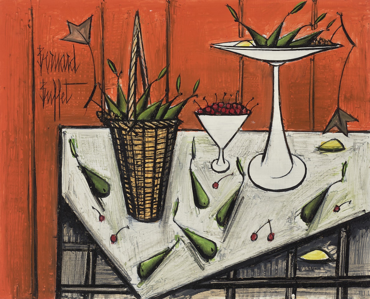 Nature morte fond rouge by Bernard Buffet