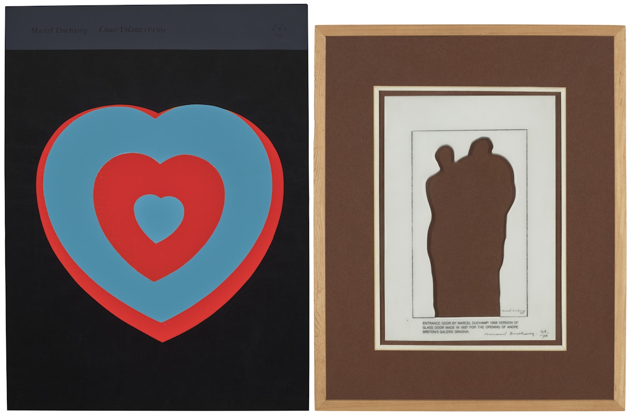 Coeurs Volants (Fluttering Hearts) and Announcement for the Exhibition 'Doors' [Two Works] by Marcel Duchamp