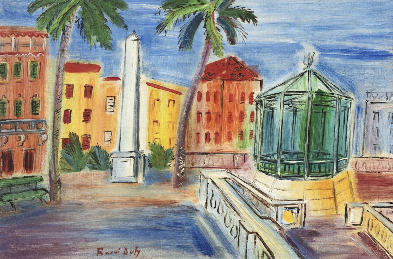La Place d'Hyères, L’Obélisque et le kiosque à musique by Raoul Dufy