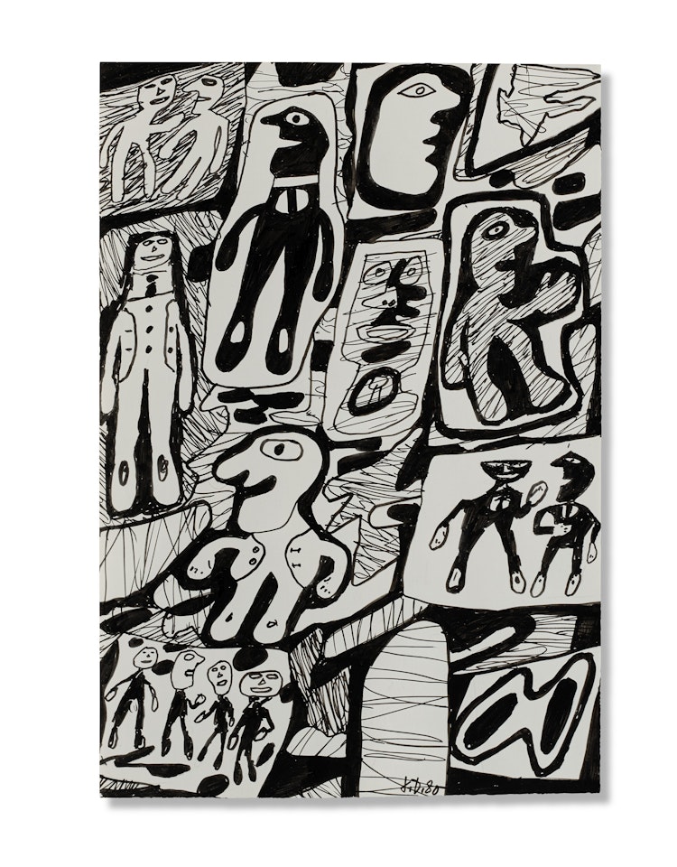 Site avec 14 personnages by Jean Dubuffet