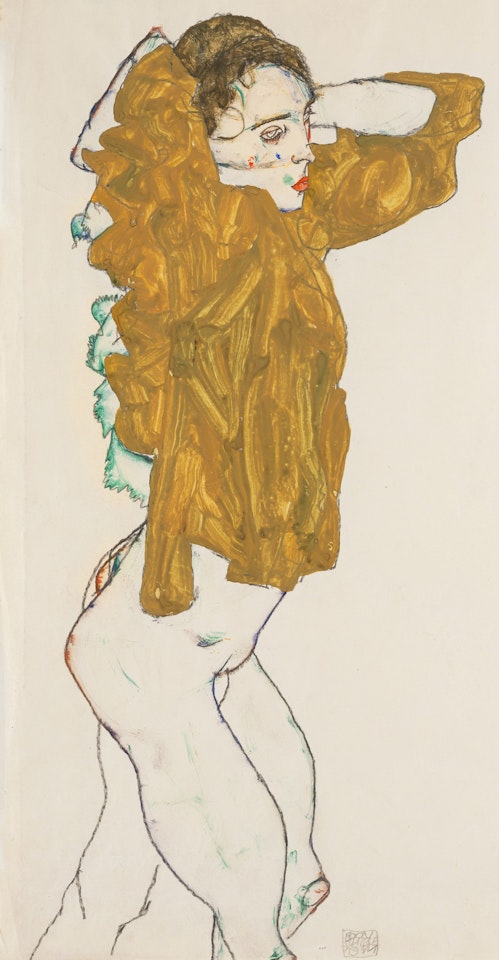 Sich Entkleidendes Mädchen (Girl Undressing) by Egon Schiele