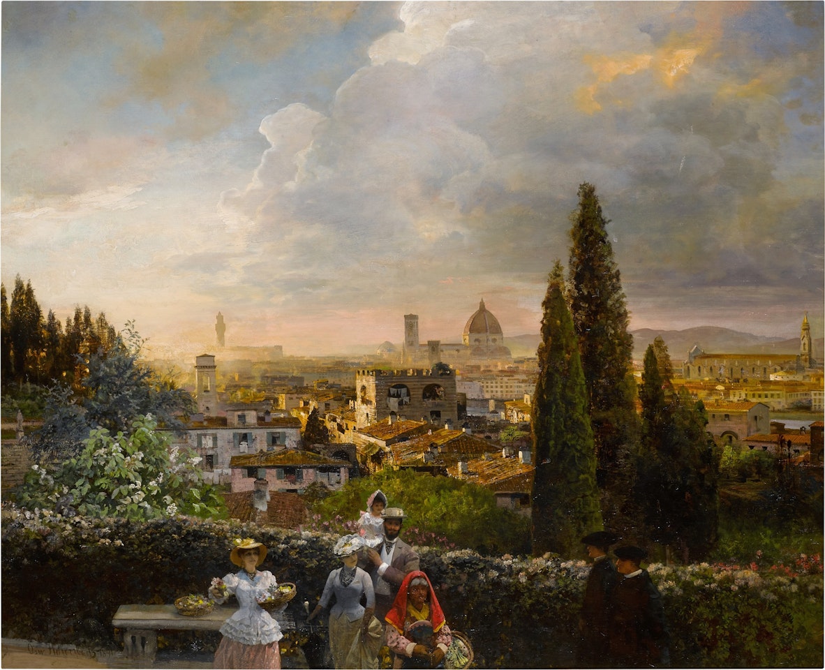 Terasse sur les hauteurs de Florence by Oswald Achenbach