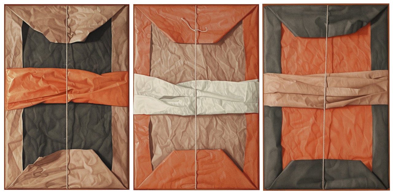 Tres paquetes naranjas (Triptych) by Claudio Bravo
