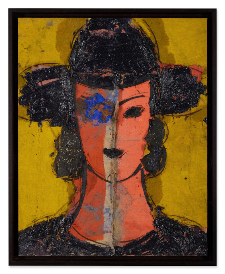 Rostro Bicolor Rosa Sobre Amarillo by Manolo Valdés