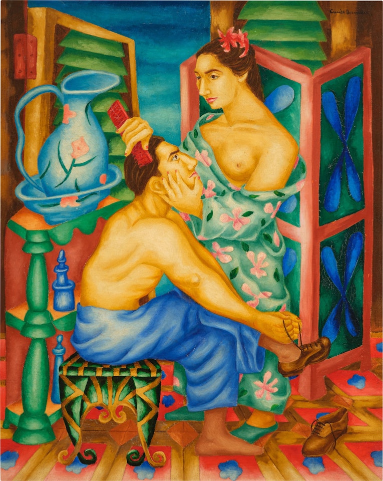 Mujer peinando a su amante by Cundo Bermudez