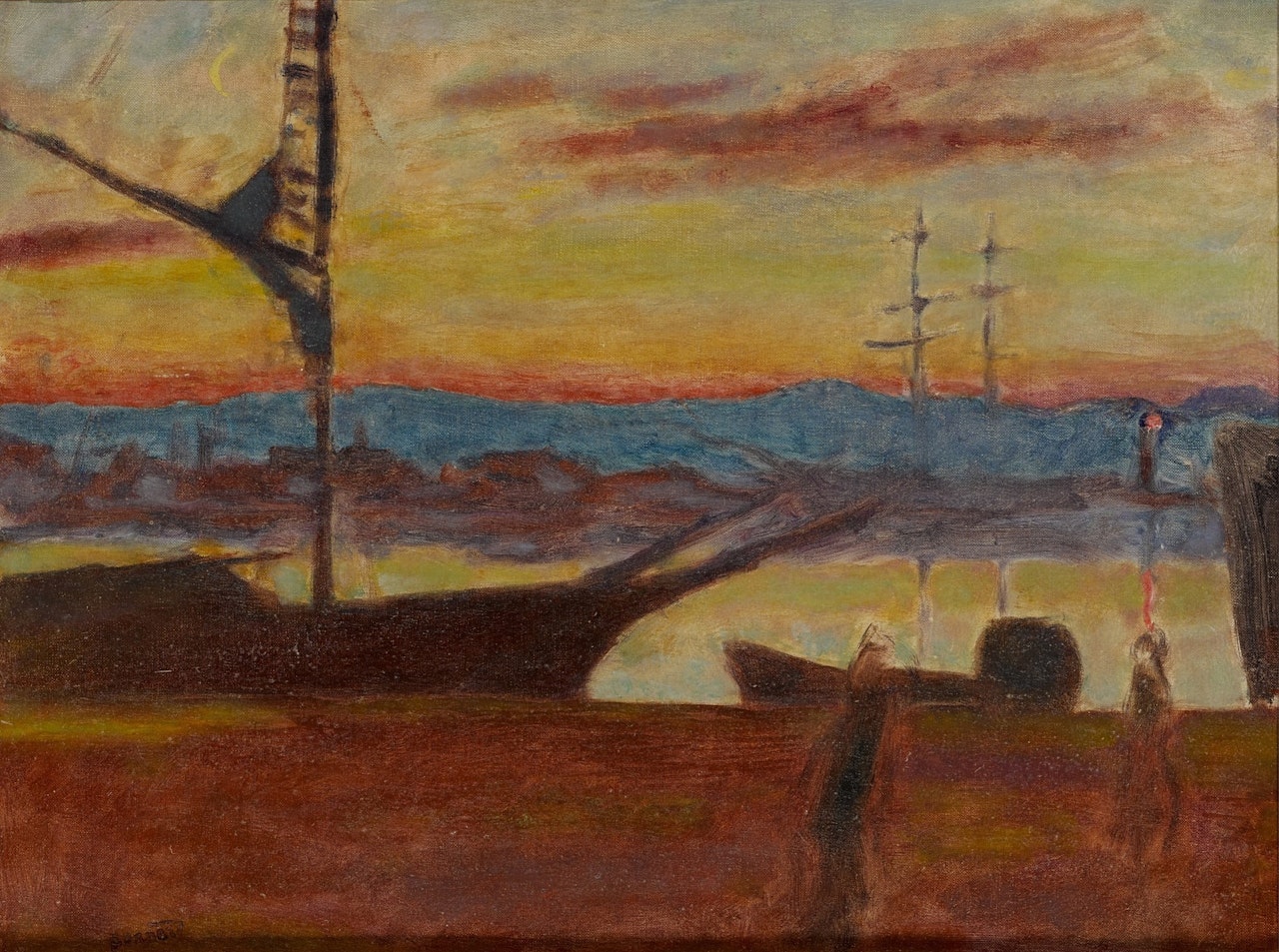 Soleil couchant sur le port de Saint-Tropez by Pierre Bonnard