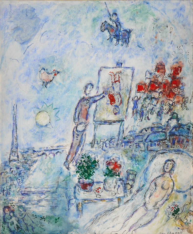 L'Apparition de Don Quichotte au peintre by Marc Chagall