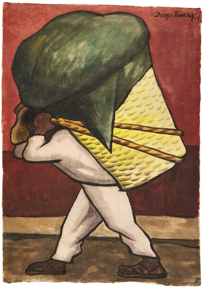 Hombre cargando cesta by Diego Rivera