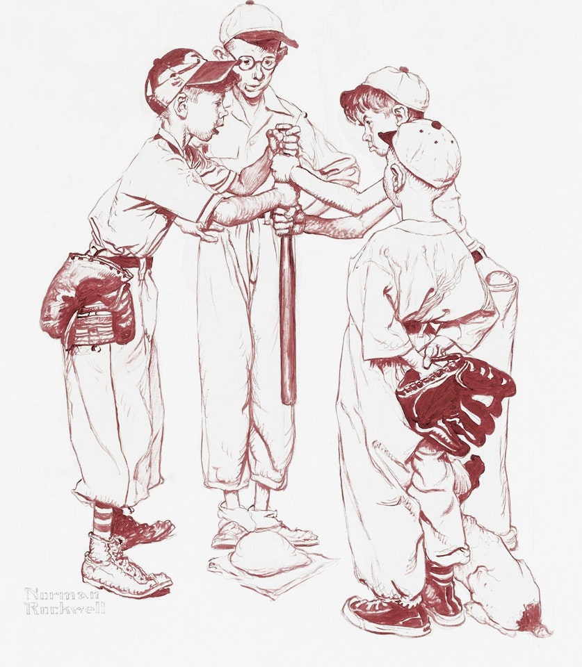 Four Sporting Boys: Baseball by Norman Rockwell
