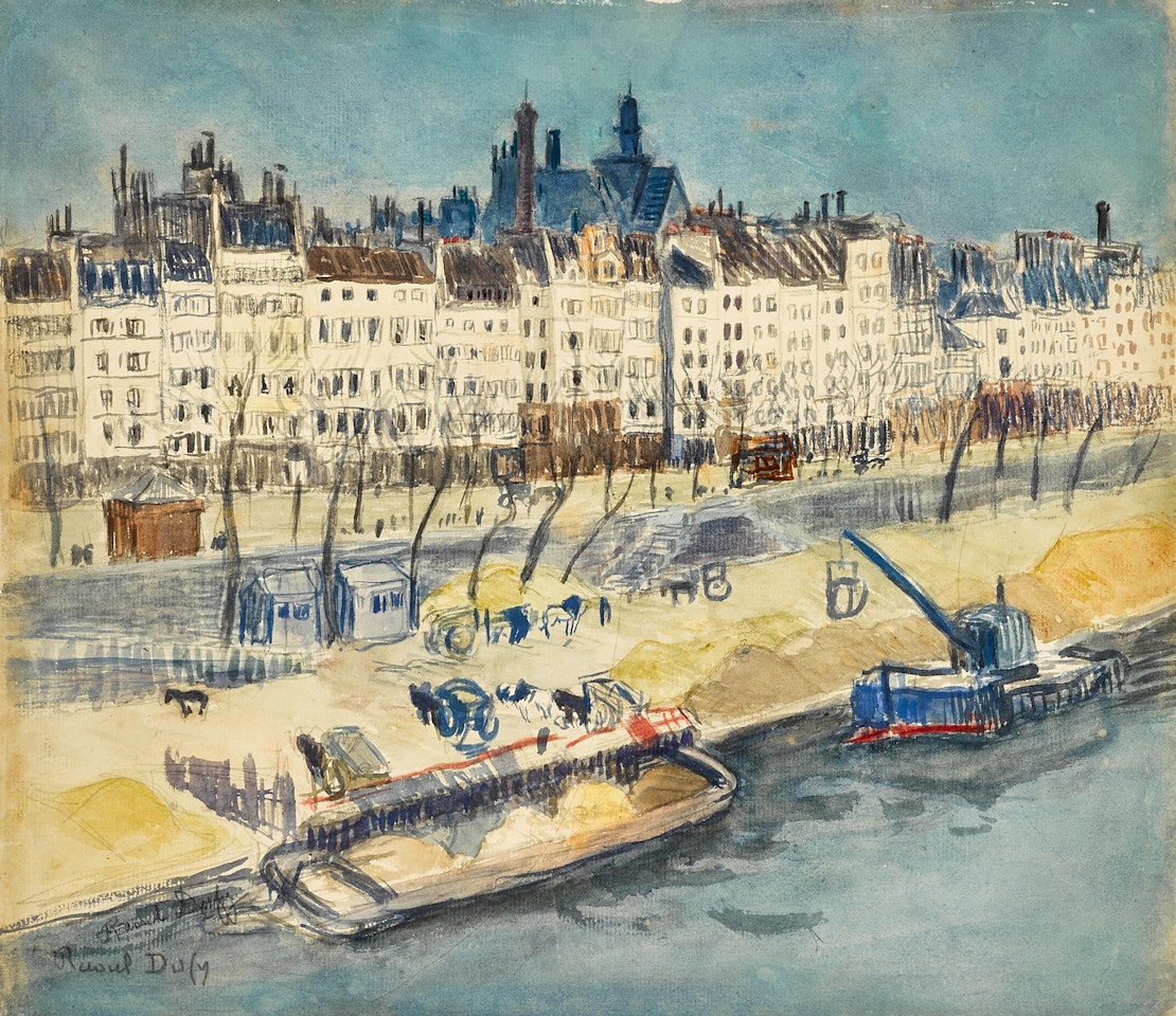 Paris, péniches à quai by Raoul Dufy