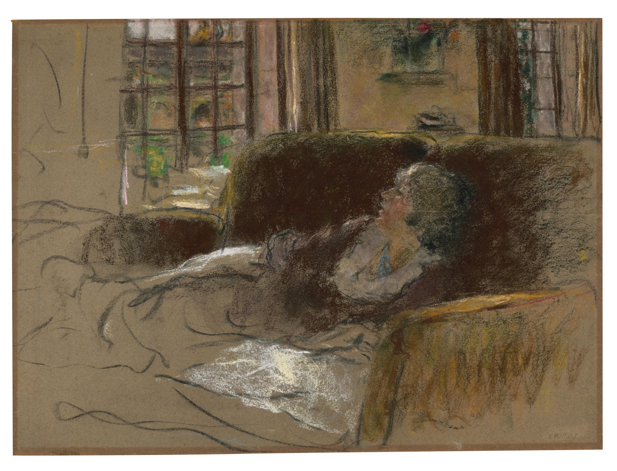 Femme sur un canapé marron by Édouard Vuillard