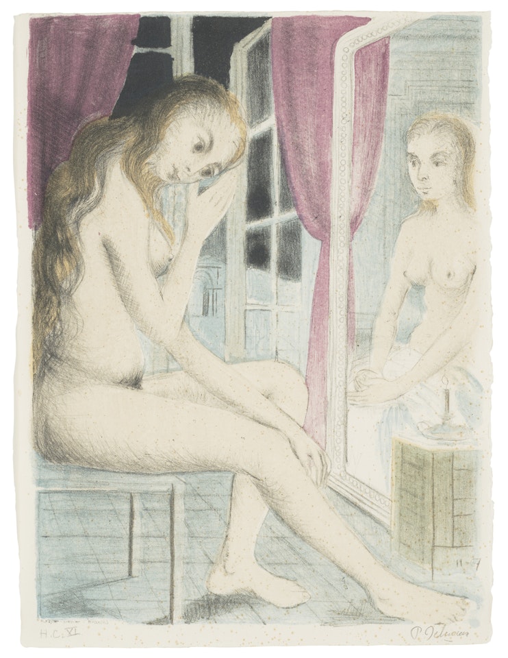 Mauve Curtains, from Les Dessins de Paul Delvaux by Paul Delvaux