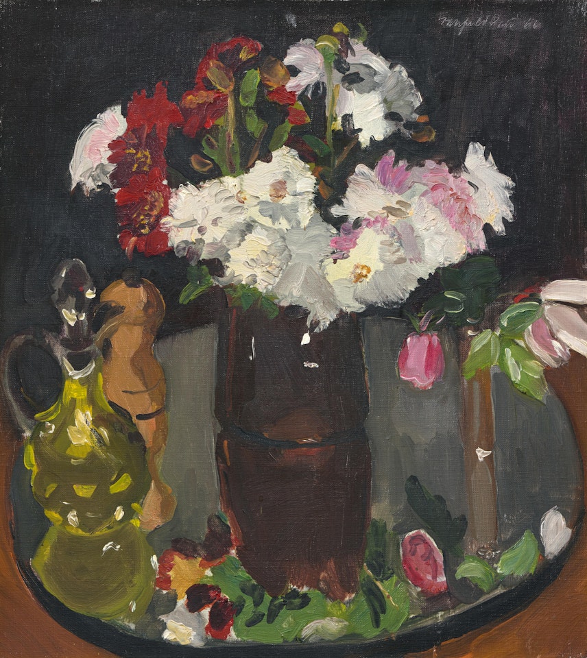 Still Life of Flowers on a Mirror by Fairfield Porter