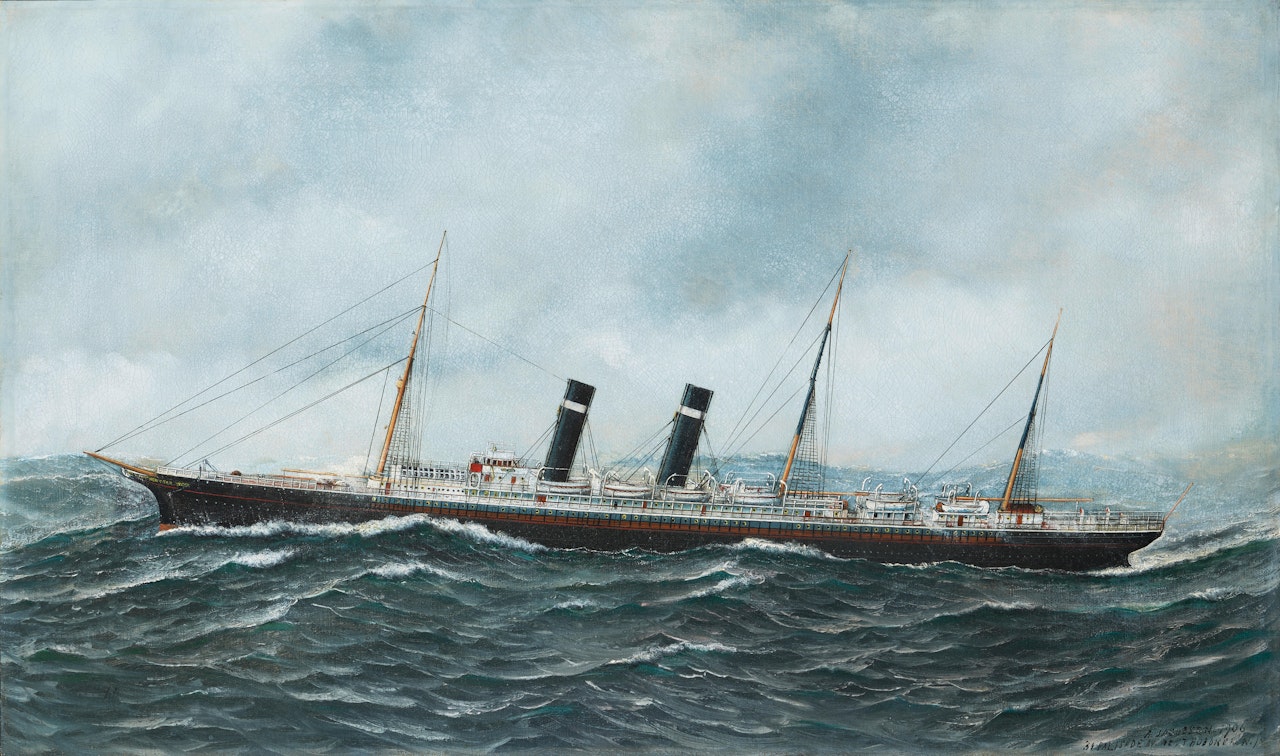 The S.S. New York Outward Bound by Antonio Jacobsen