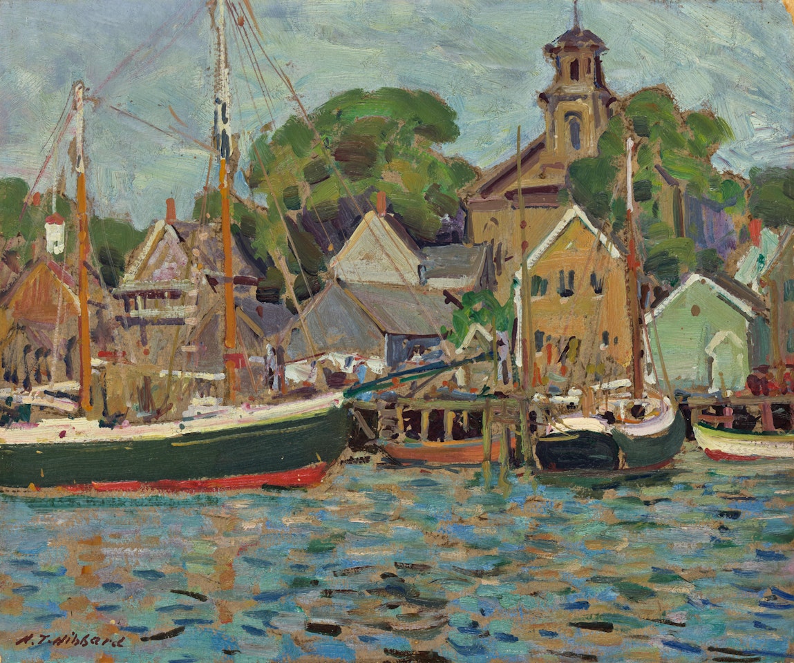 Boats in Harbor by Aldro Thompson Hibbard